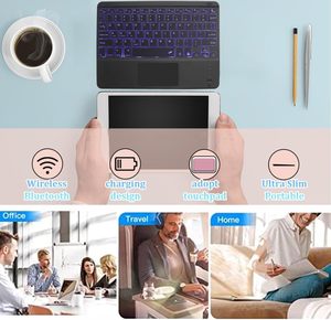 Teclado Alemán Árabe <span class=keywords><strong>Qwertz</strong></span>, Teclado Bluetooth para Teléfono Inteligente, Teclado Bluetooth con Luz para iPad - Product Image 5