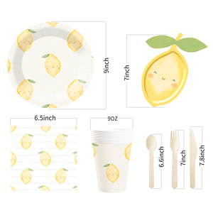 Juego de Vajilla Desechable DAMAI con Diseño de Limón Fresco, Platos y Vasos de Papel para Postre, Juego de Vajilla para Fiestas - Product Image 6