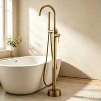 Meilleure vente : Ensemble de douche et mitigeur de baignoire en acier inoxydable, mitigeur de baignoire autoportant à cascade douce à poignée unique pour salle de bain