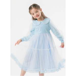 Robe Tutu à paillettes fleur de charme fleuri pour filles robe d'anniversaire bleu rose à col rond pour l'âge 3T-14 ans - Product Image 4