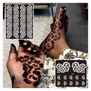 Meilleurs autocollants de tatouage temporaire en PVC pour mariée, motifs simples et uniques de henné Mehndi, pour application sur les mains et les pieds, durent 1 à 7 jours - Product Image 1