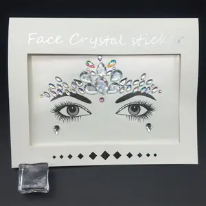 Autoadesivo del tatuaggio personalizzato viso gemme gioielli adesivi alla moda donne uniche strass viso occhio corpo adesivi in cristallo
