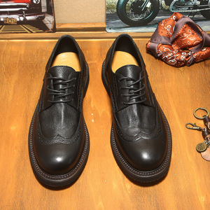 Chaussures Derby en Cuir Véritable pour Hommes, Nouvelle Collection, Haute Qualité, Imperméables, à Lacets, Décontractées, Respirantes, à Semelle Souple et Épaisse - Product Image 2