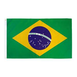 Banderas de <span class=keywords><strong>Brasil</strong></span> para la mano, 100% poliéster, ecológicas, duraderas, con impresión digital, logotipo personalizado, forma rectangular - Product Image 1