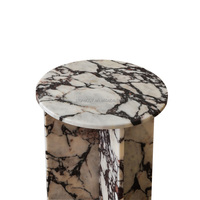 Table d'appoint moderne en marbre Calacatta Viola naturel, étanche, sur mesure SH STONE pour hôtel et salon