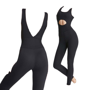 Mono deportivo de moda con espalda en V para mujer, ajustado, de una pieza, para yoga, baile, entrenamiento, fitness, de spandex/nailon de secado rápido - Product Image 2