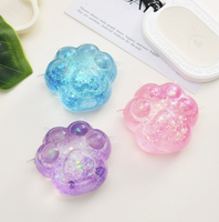 Jouet Squishy Patte de Chat en Silicone avec Poudre Dorée Scintillante et Logo Personnalisé, Figurine Animale Kawaii à Remontée Lente, Anti-Stress, Unisexe