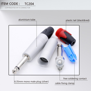 Rojo Negro Macho Jack Soldadura 6,35mm Mono Audio Video Cable Adaptador Conector - Product Image 2