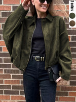 Blouson Bomber Court Tricoté Respirant Écologique à Col Revers et Fermeture Éclair pour Femme Style Européen et Américain Automne Hiver 2026