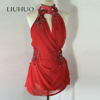 Robe de danse lyrique LIUHUO pour filles, robe de danse rouge de luxe pour la danse sur barre, robe de compétition avec strass, personnalisable