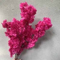 O-315 Décoration de mariage personnalisée OEM, branches de cerisier japonais artificielles en soie rouge rose vif de 1 m de long