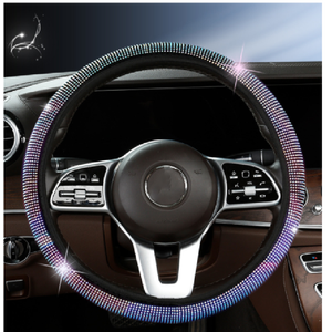غطاء عجلة قيادة عالمي مرصع بالكريستال الملون اللامع على شكل قوس قزح - Product Image 3