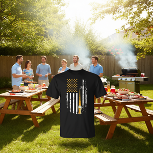 T-shirt en coton pour hommes, avec drapeau américain, design patriotique, pour cadeau de fête des pères - Product Image 3