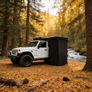 Tente de douche pliable portable Jerilo-A pour <span class=keywords><strong>camping</strong></span>, auvent latéral de voiture, tente de toilette et de bain avec lumière USB intégrée - Product Image 4