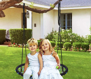 Great Capacity Round Saucer Rope Outdoor <strong>Web</strong> Nest Swing Kids Backyard Swing Set Flying Saucer Nest Swing for Outdoor Playground - Product Image 2