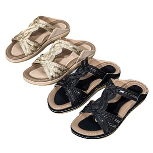 Black PU Wedge Sandals <b>Open</b> <b>Toe</b> Slip-On Mid <b>Heel</b> Comfort Summer Shoes Breathable Light Weight Anti-Slip Buckle Decoration - Product Image 5