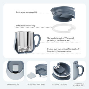 <span class=keywords><strong>Mug</strong></span> en métal à double paroi de 300 ml sans BPA avec logo personnalisé, en acier inoxydable 304, tasses à café isolées avec couvercle et poignée - Product Image 3