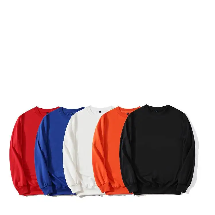 Übergröße Rundhalsausschnitt Sweatshirt einfarbig Baumwolle Pullover bedrucktes Logo Herren einfarbige Stickerei Pullover besticktes Sweatshirt individuelles Logo