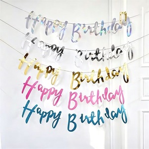 Decorazione per Feste di <span class=keywords><strong>Compleanno</strong></span>, Ghirlanda con Striscione 'Happy Birthday', Sfondo per Foto, Accessori per Feste Unisex, Senza Asta per Bandiera - Product Image 5