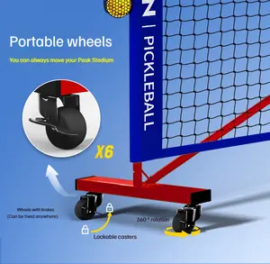 Rede pickleball colorida com logotipo personalizável, rede portátil para esportes internos e externos, tênis de praia, rede de pickles com roda