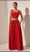 Ensemble 2 pièces d'été pour femme : pantalon léopard vintage avec taille en lin extensible et haut long à col carré pour le quotidien