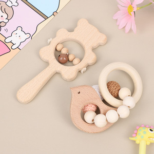 Jouets en <span class=keywords><strong>bois</strong></span> naturel, anneaux en <span class=keywords><strong>bois</strong></span> de hêtre massif, jouets sensoriels Montessori à mâcher, 0 à 12 mois, ensemble d'animaux craquelants : Éléphant, <span class=keywords><strong>Oiseau</strong></span>, Hérisson - Product Image 4