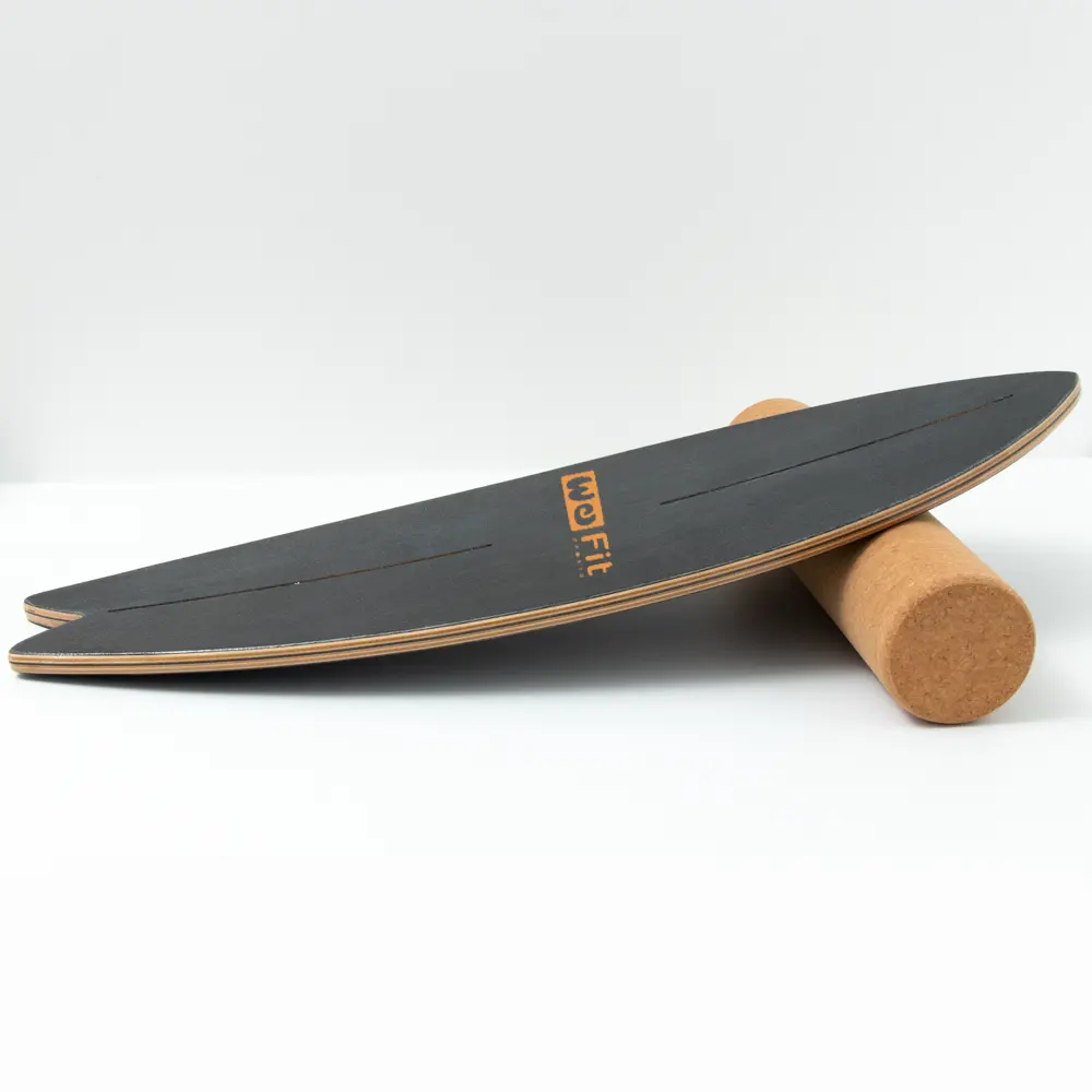 Custom logo Sports Balance Board with Cork Roll Wood Board in Fish Shape for Exercise Athletic Training