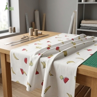 Tissu en lin et viscose imprimé, motif de fruits, textile tissé pour vêtements et usage domestique