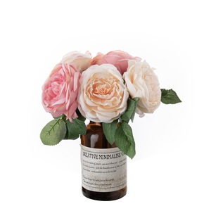 ช่อดอกกุหลาบประดิษฐ์ CallaFloral สีชมพูแชมเปญ ขาวนม งานแฮนด์เมด สำหรับตกแต่งงานแต่งงาน - Product Image 5