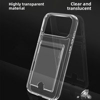 Étui de téléphone transparent 2-en-1 avec fente verticale pour cartes, coque de protection multifonctionnelle anti-chute avec double rangement pour cartes pour iPhone 17 Max