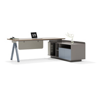 Ensemble de bureau de direction moderne, table de direction minimaliste avec armoire latérale et chaise ergonomique, combinaison pour les entreprises