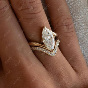 โรงงานผลิตเครื่องประดับชั้นดี แหวนทองคำแท้ 18K แหวนหมั้นเพชร CVD VVS1 DEF 1 กะรัต 2 กะรัต ทรงมาร์ควิส เพชร IGI ที่ได้รับการปลูกในห้องปฏิบัติการ - Product Image 5