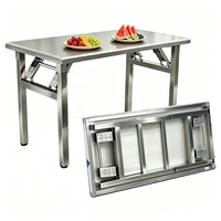 Table de travail de cuisine moderne pliable en acier inoxydable, table à manger pour restaurant, mariage, conférence, événement, banquet, pique-nique en plein air