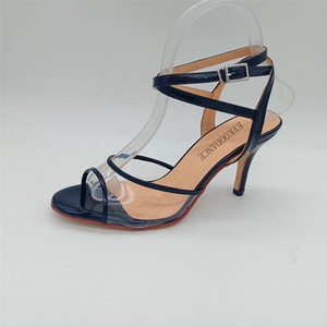 Nuovo Arrivo Scarpe da Ballo Professionali da Donna per Salsa e Tango Evk250306 con Tacco Sottile Amore Colore Nero Trasparente - Product Image 1