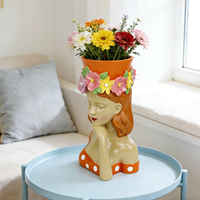 Vase à fleurs décoratif élégant et créatif, statue de buste de fille en résine, pot de fleurs, ornements pour la décoration intérieure et extérieure