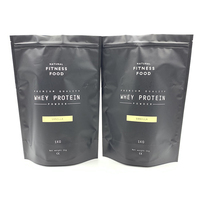 Sachet refermable noir en plastique de qualité alimentaire pour protéines, collations, poudre de lactosérum, suppléments et bonbons