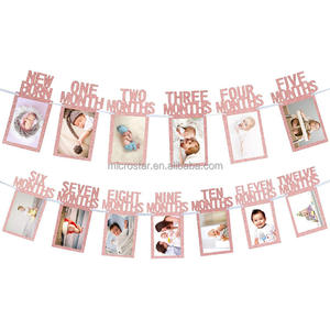 Cartel de foto de primer cumpleaños para bebé, decoración de cumpleaños de 12/13 meses para niño o niña, guirnalda de mitos mensual, Banner de foto - Product Image 4