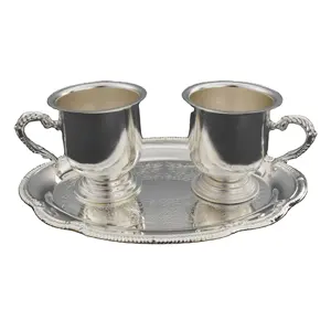 Metall deutsch silber heimdekoration silber arabisch kaffee tee set 2 tassen mit tablett