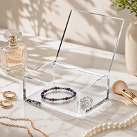 Boîte de rangement en acrylique transparente à charnière pour bijoux, bracelets et boucles d'oreilles, anti-poussière, présentoir en acrylique, OEM usine