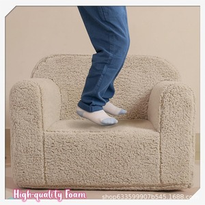 Canapé Sherpa pour enfants, coussin en mousse haute densité, chaise de lecture pour enfants de 2 à 4 ans, mobilier en peluche à siège unique - Product Image 2