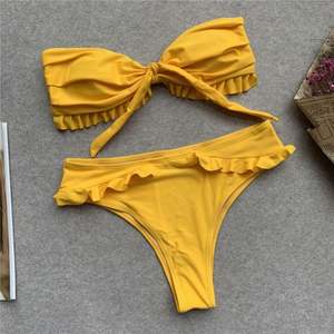 Conjunto de Bikini de Cintura Alta con Efecto Push-Up para Mujer Talla Grande, Estampado Fresco/Puntos/Color Liso, Traje de Baño con Logotipo Frontal, Ropa de Playa - Product Image 3