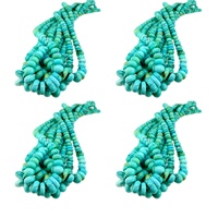 Perles Rondelles Plates en Turquoise Bleue Véritable, Perles Naturelles de Turquoise de Kingman