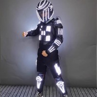 Costume de robot LED pour scène, pour adultes - Unisexe, vêtements de performance de danse, matière polyester, costume de spectacle pour bar/boîte de nuit