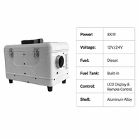 Chauffage diesel tout-en-un 8KW en aluminium avec boîte à outils, 12V 24V 220V, alimentation trois-en-un portable, 4 prises pour camion, camping-car, bateau, garage