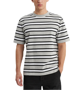 Brown Stripe <b>100</b>% <b>Polyester</b> Blank Design Hot Selling Summer Regular Fit O Neck Short Sleeve Casual Men <b>Shirt</b> - Product Image 1
