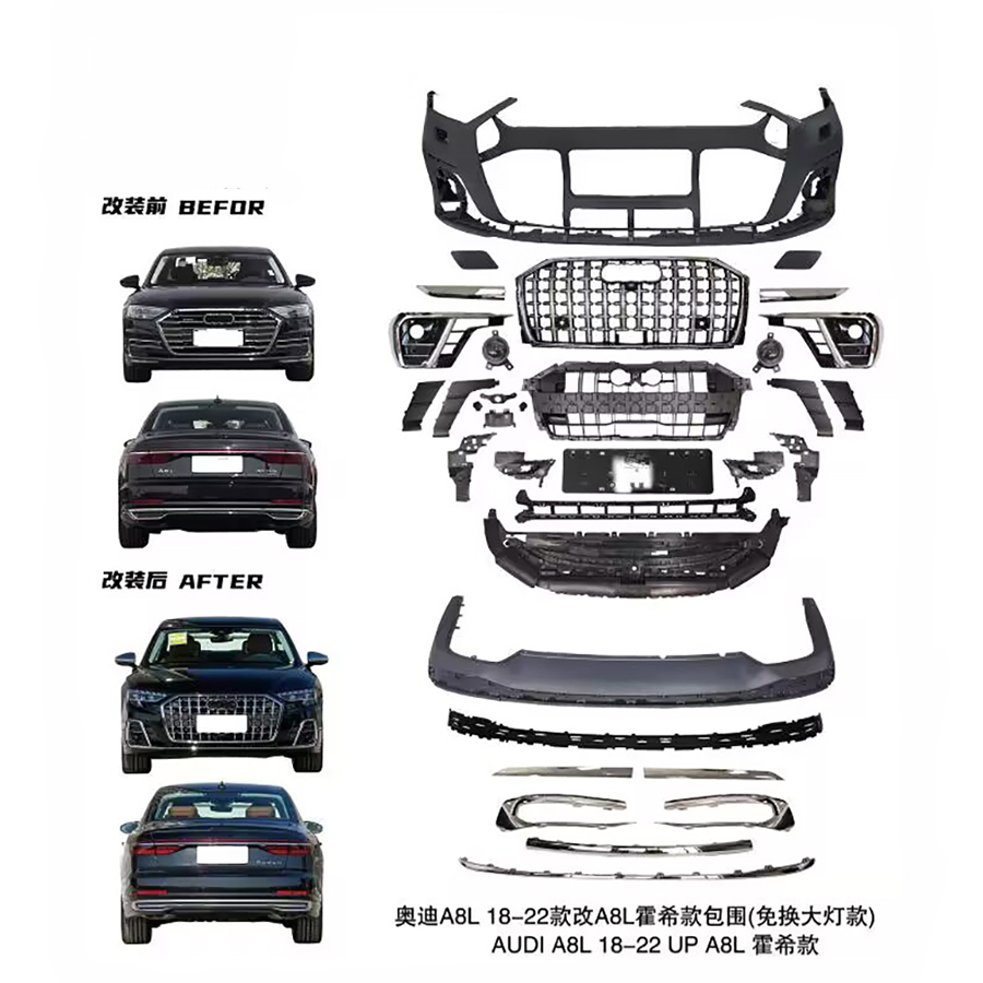 Upgrade A8L Car Front Bumper Auto Front Rear Bumper Body Kits for Audi A8 Original Body 2018-2022 Tuning Parts