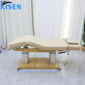KISEN New High-End Electric Beauty Bed Beauty Salon Dedicated Stainless Steel Silver Base Lifting Electric Massage Bed With Led - Product Image 2