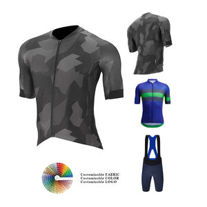 통기성 좋은 반팔 사이클링 의류 자전거 저지, 3개의 뒷주머니 포함, OEM 사이클링 저지 - Product Image 3