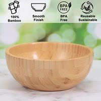 ZTHapwa Bamboe Saladeschalen 20 cm Handgemaakt Rustiek Design voor Salades/Fruit/Pasta/Groenten 1,4 Liter Serveerset van 2
