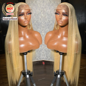 Vente en gros 180% densité 5x5 Hd dentelle fermeture Bye Bye noeuds miel blond os perruque droite cheveux indiens bruts perruque de cheveux humains sans colle - Product Image 5